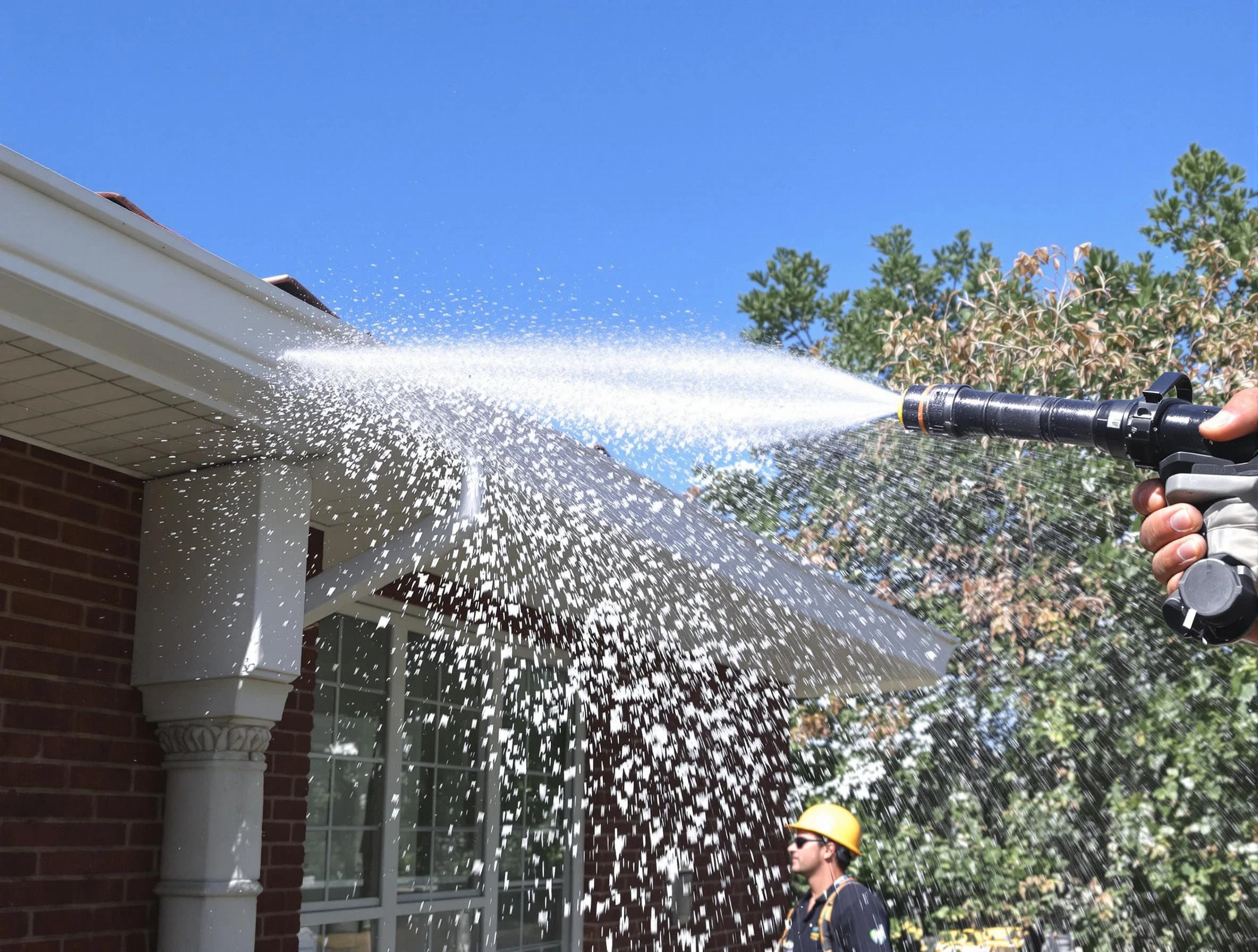 Cleared downspout by Streetsboro Roofing Company ensuring unrestricted flow in Streetsboro, OH