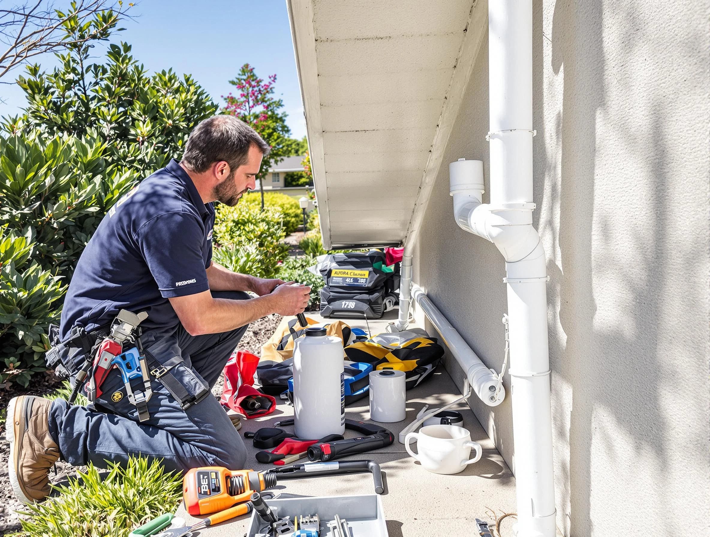 Streetsboro Roofing Company expert fixing a downspout in Streetsboro, OH