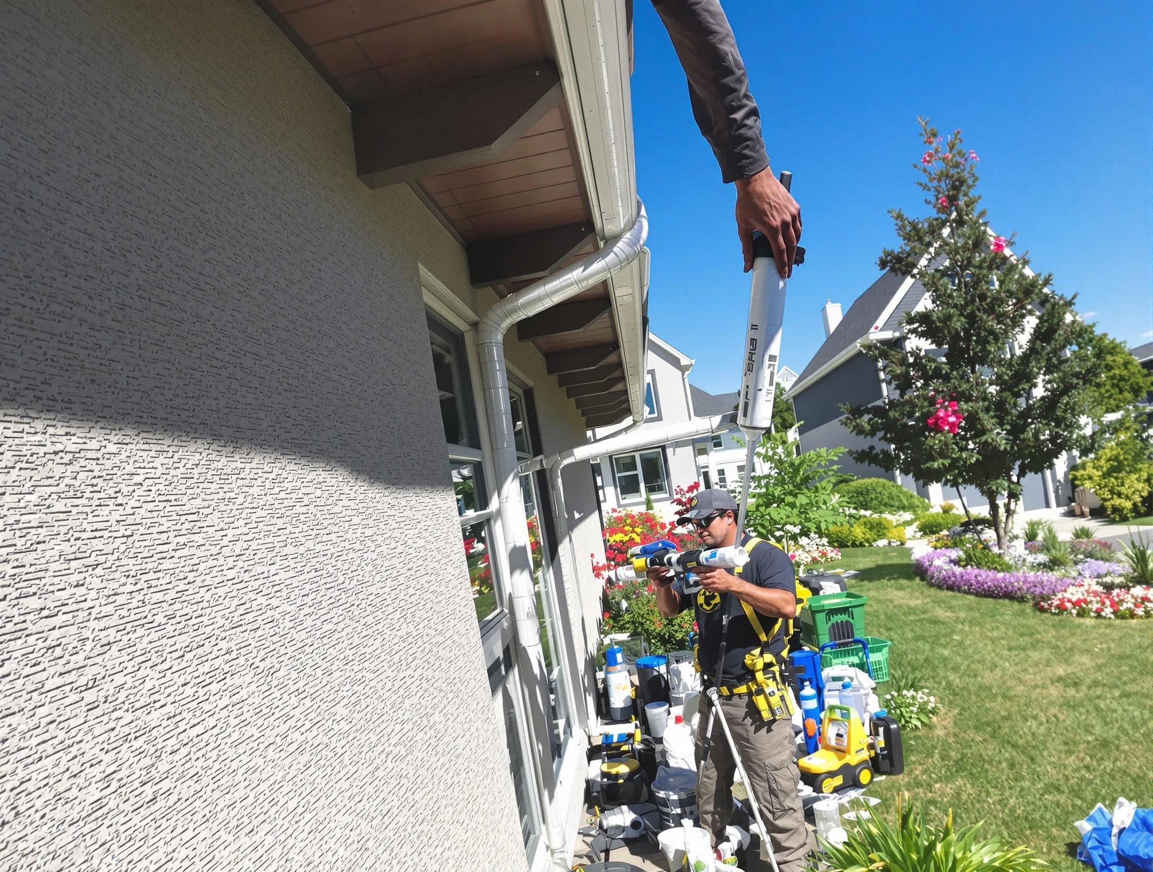 Reinforced downspout bracket installed by Streetsboro Roofing Company in Streetsboro, OH