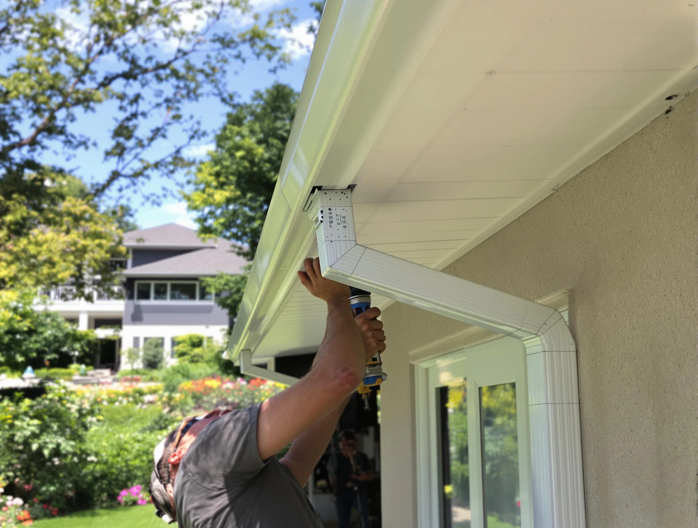 Streetsboro Roofing Company technicians performing gutter installation in Streetsboro, OH