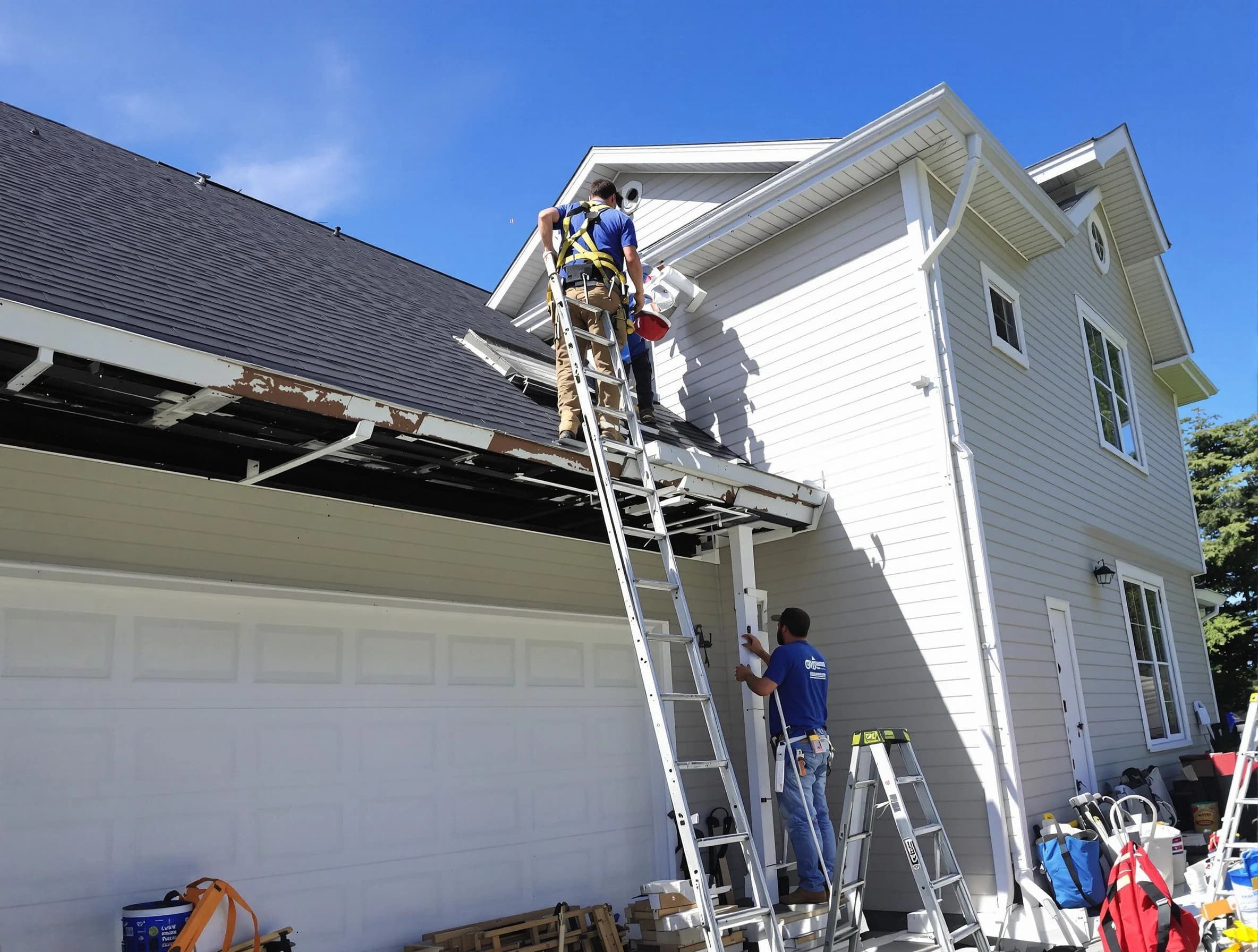 Newly replaced gutters by Streetsboro Roofing Company in Streetsboro, OH