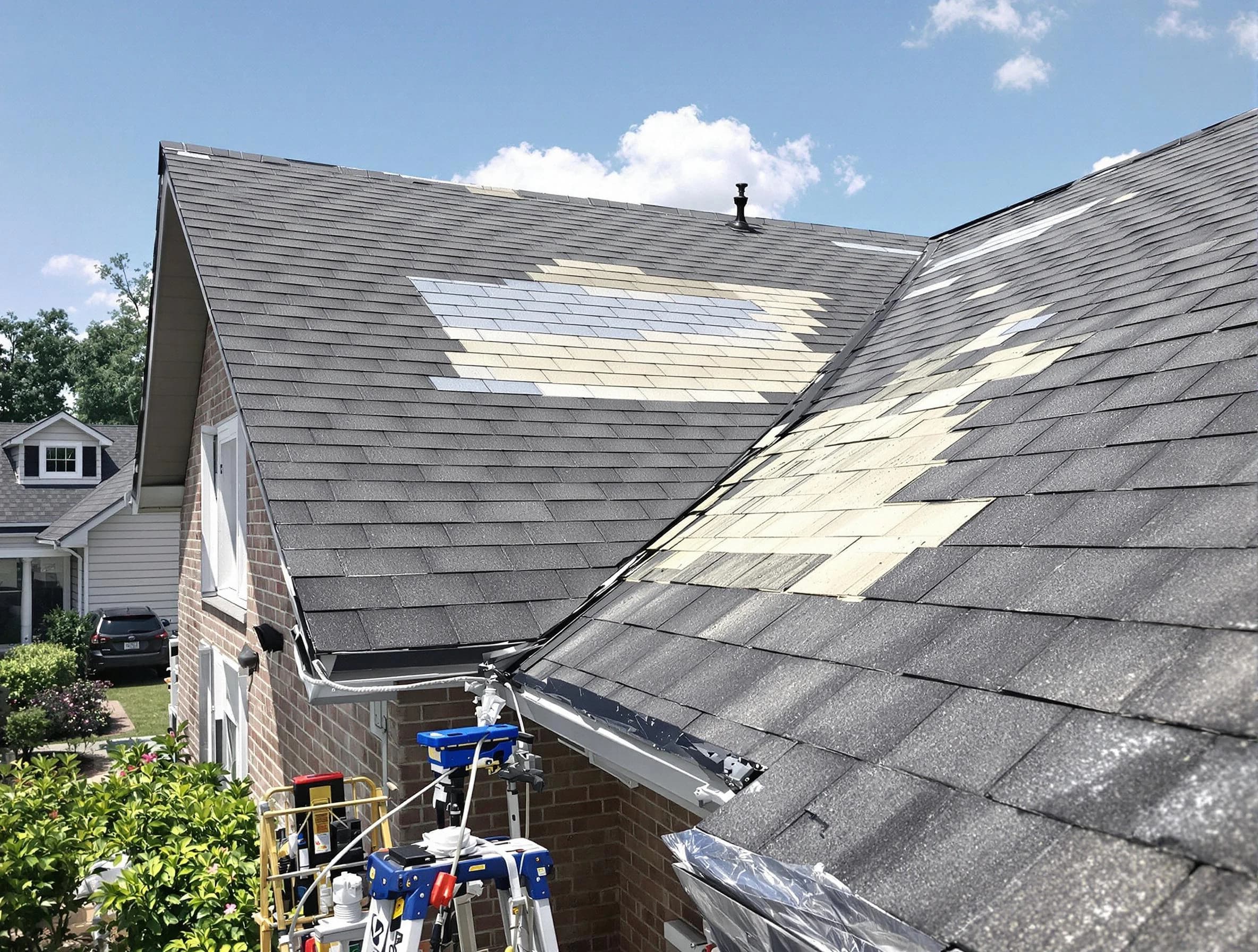 Close-up of roof repairs by Streetsboro Roofing Company in Streetsboro, OH