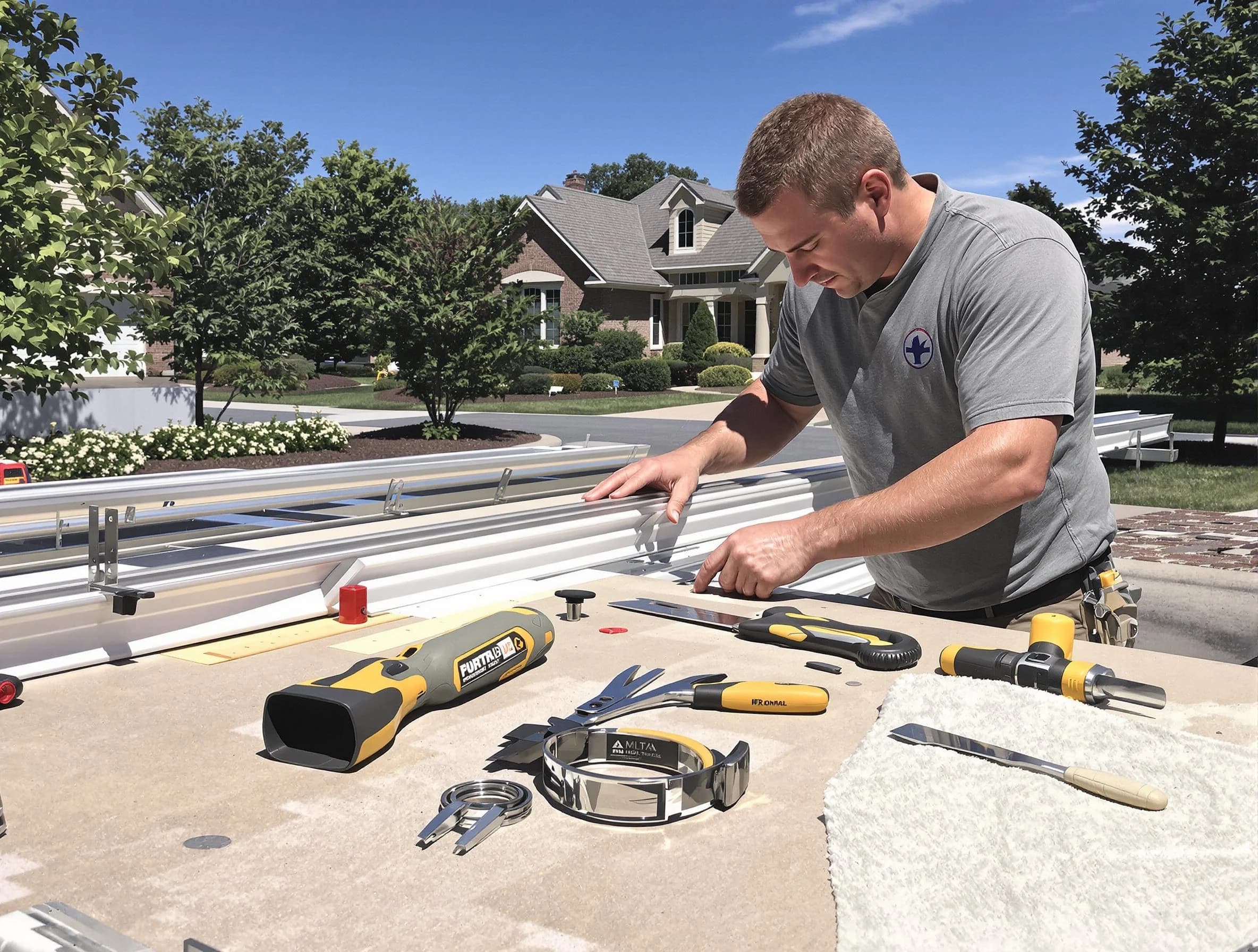 Freshly installed seamless gutter by Streetsboro Roofing Company in Streetsboro, OH