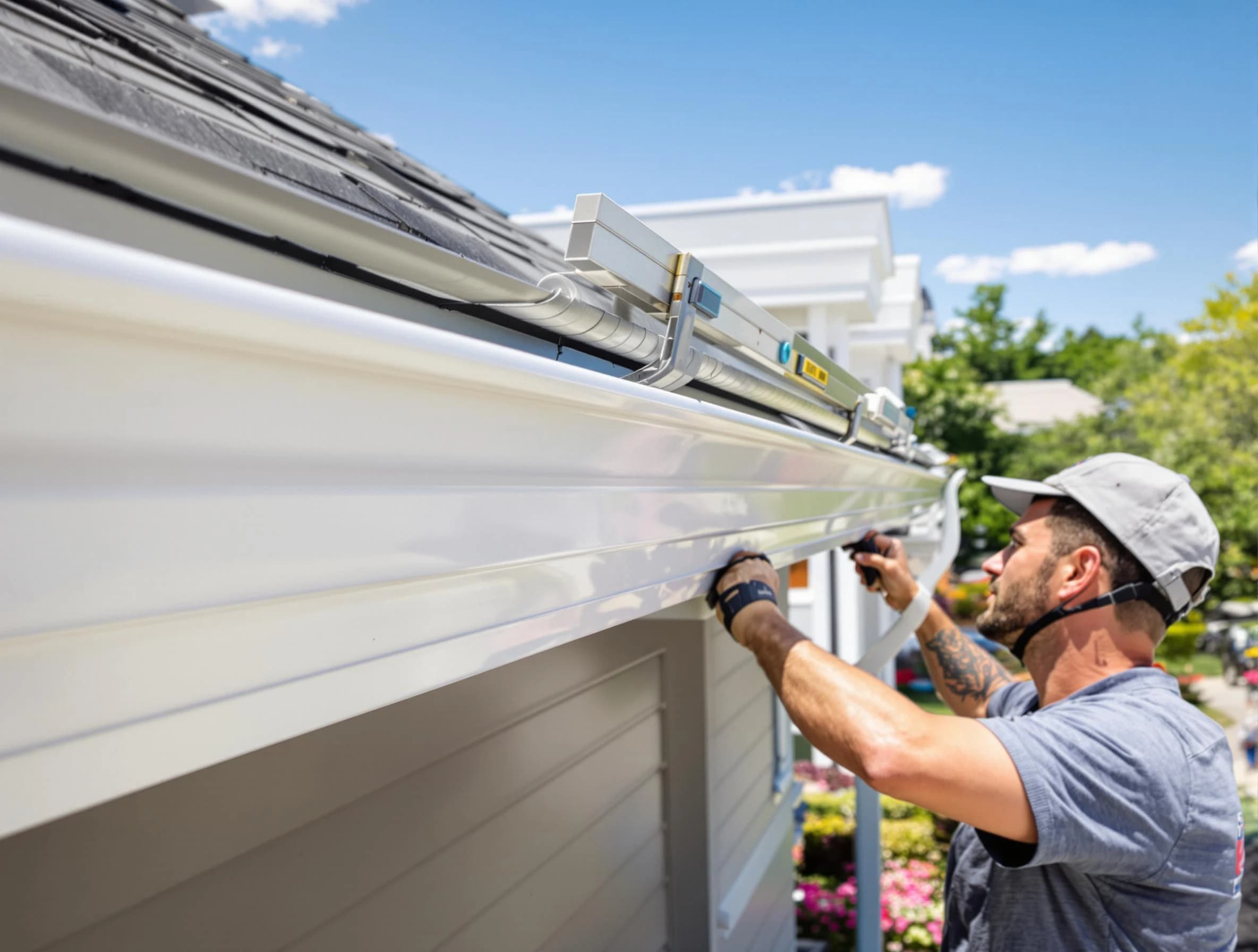 Newly installed gutters by Streetsboro Roofing Company for a home in Streetsboro, OH